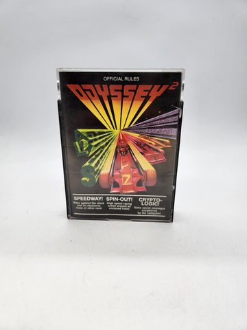 Magnavox Odyssey 2 Speedway Spin-out Cryptologic Multi-Cart 3 in 1.