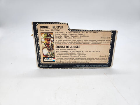 1984 GI Joe Recondo File Card.