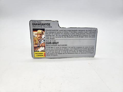 Vintage GI Joe Gnawgahyde Boar File Card Accessories Hasbro.