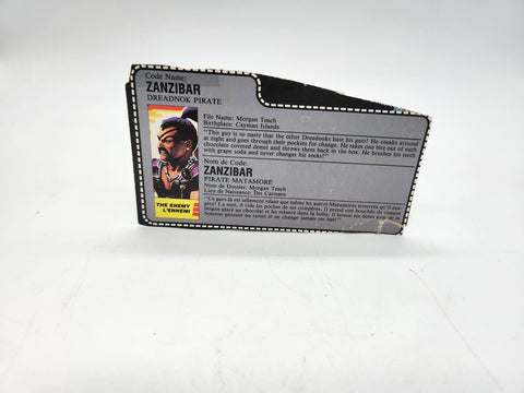 Vintage GI Joe ARAH 1987 Dreadnok Zanzibar File Card Accessory.