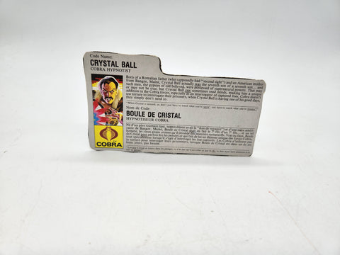 GI Joe Crystal Ball File Card Vintage Action Figure Accessory Part 1987.