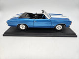 Maisto 1971 Chevrolet Chevelle convertible Diecast 1/18 Scale car. Color Blue.