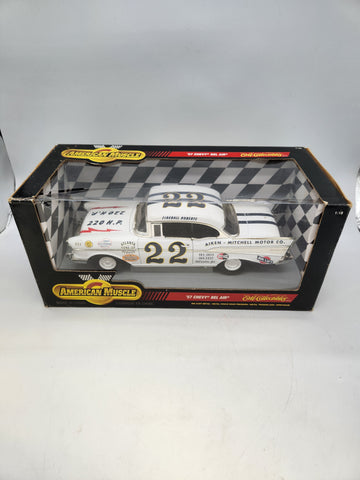 Ertl 1957 Chevy Bel Air Smokey Yunick Fireball Roberts race car #22 white 1/18.