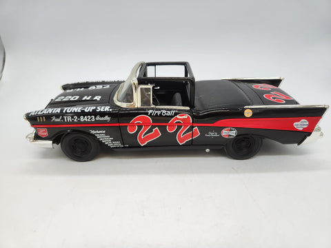 Ertl American Muscle Black '57 Chevy Bel Air Fireball Roberts 1:18 Scale.