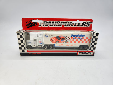 Matchbox White Rose #10 COPE Orange PUROLATOR CY104 1991 Super Star Transporter.