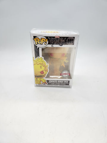 Funko Pop! Vinyl: Marvel Venomized Human Torch #691 Exclusive Protector.