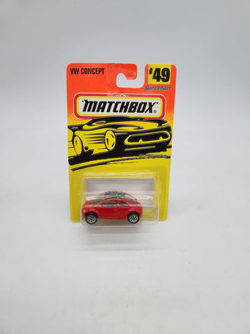 Matchbox Superfast VW Concept (1996) Red Die-Cast Toy Car #49/75.