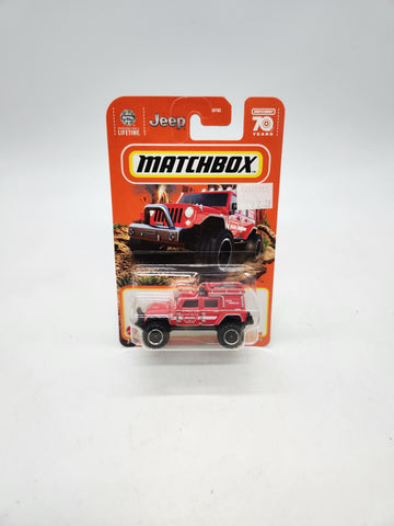 Matchbox Jeep Wrangler Superlift #42 Red 70 Years Warn Winch.