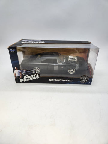 Dom's 1970 Dodge Charger R/T Matte Black Fast & Furious Movie 1:24 Scale Car New.